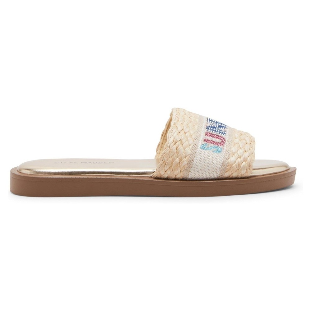 Steve Madden Girls Size 13 Capri Slide Sandals Sunshine Flip Flops Natural - Picture 2 of 7